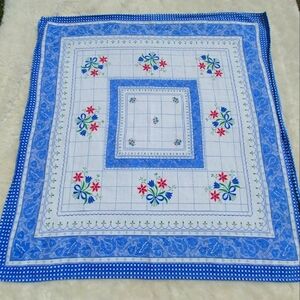 Vintage Blue Floral Square TableCloth 33" x 33"